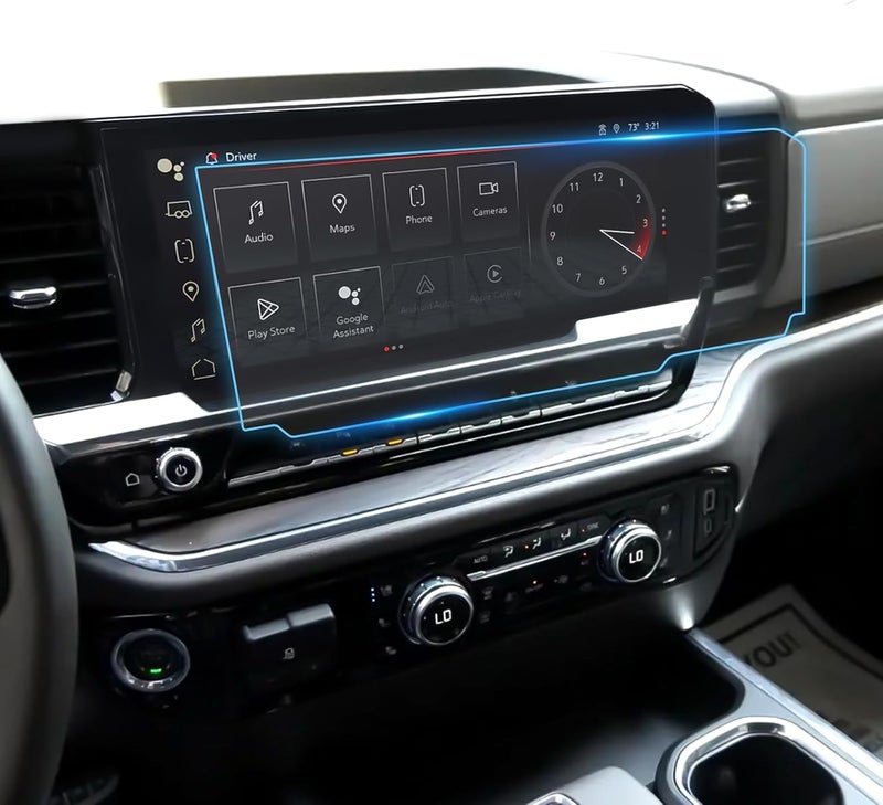 LFOTPP حماية شاشة GMC Sierra 2025 2026 - 2022-2026 Sierra 1500 و 2024-2026 Sierra 2500HD 3500HD (SLE/Elevation/SLT) (بدون أزرار على الشاشة) 13.4 بوصة شاشة تعمل باللمس [زجاج HD] - Image 1